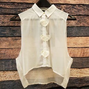 LF Chandelier Romantic Crochet Hearts Sheer Top